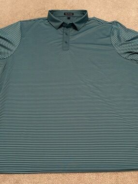 Asher Golf Traverse Men's XXL Teal Striped Performance Polo NWOT Athletic